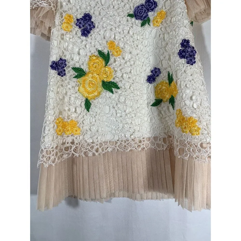 NEW $248 Tadashi Shoji Kids Bella Blossom Lace Dress Ivory [Girls‎ SZ 4 ] #G353